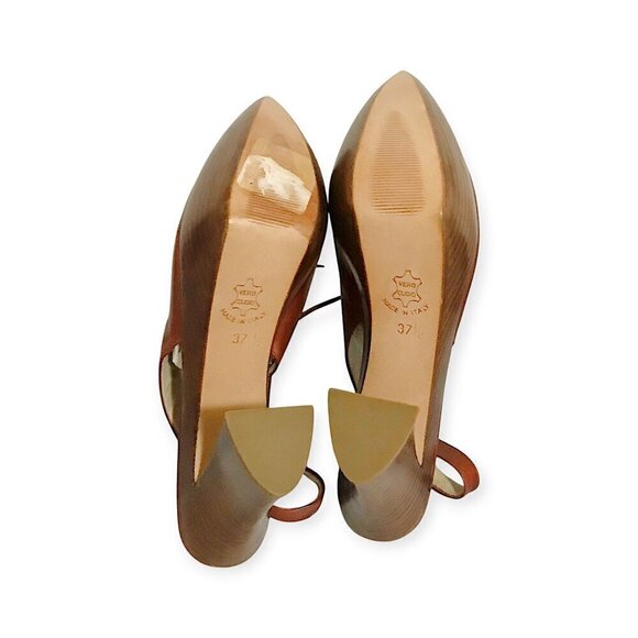 Vintage Michel Perry brown chunky platform lace up sling size 37.5 EU - Picture 6 of 10